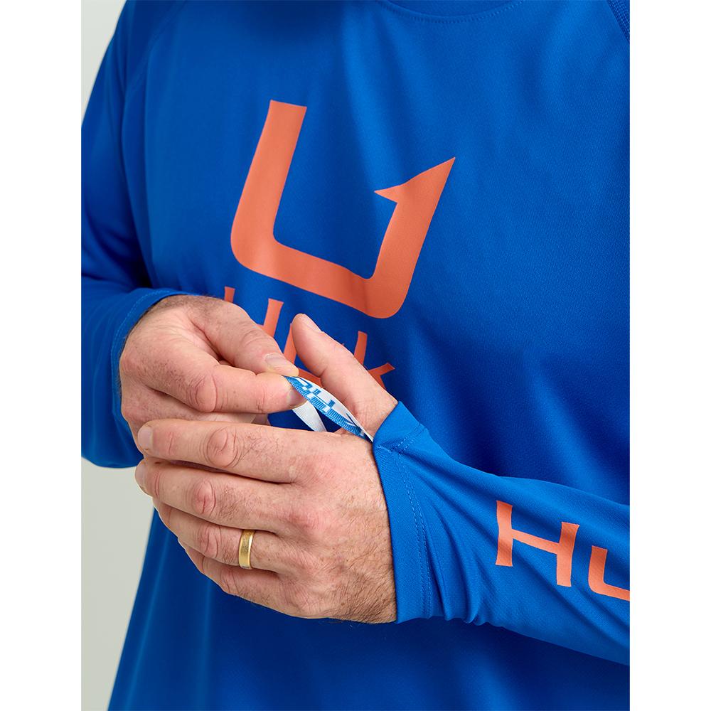 Huk Icon Crew Long Sleeve Shirt Ocean Blue L Picture of Marolina DBA HUK HUK ICON LS CREW OCEAN BLUE LS L