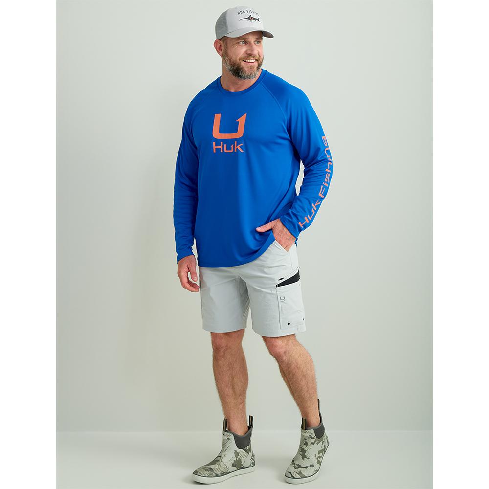 Huk Icon Crew Long Sleeve Shirt Ocean Blue S Picture of Marolina DBA HUK HUK ICON LS CREW OCEAN BLUE LS S