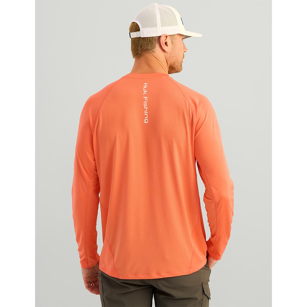 Huk Icon Crew Long Sleeve Shirt Fresh Salmon XL Picture of Marolina DBA HUK HUK ICON LS CREW FRESH SALMON LS XL