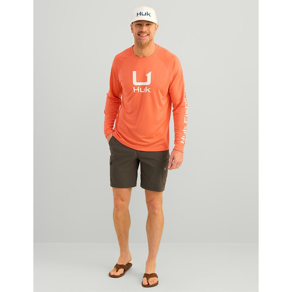 Huk Icon Crew Long Sleeve Shirt Fresh Salmon XL Picture of Marolina DBA HUK HUK ICON LS CREW FRESH SALMON LS XL