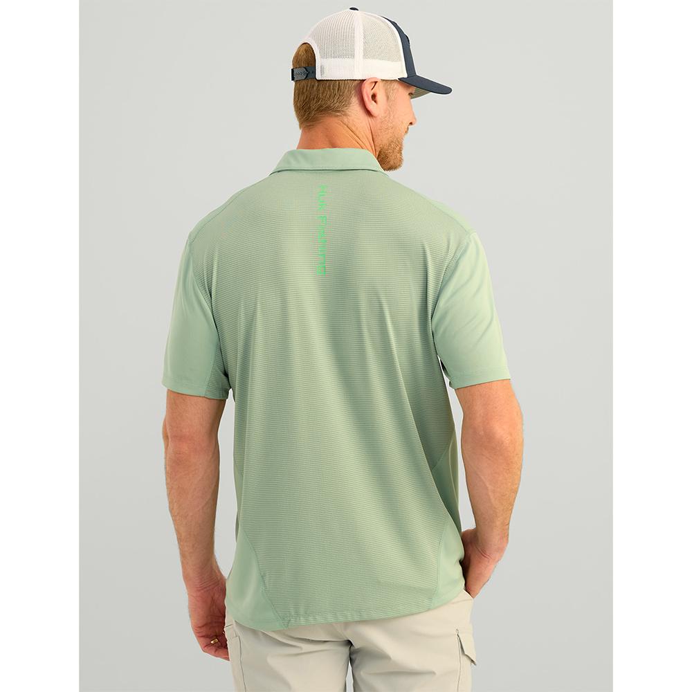 Huk Icon Polo Short Sleeve Shirt Fog Green S Picture of Marolina DBA HUK HUK ICON POLO FOG GREEN SS S