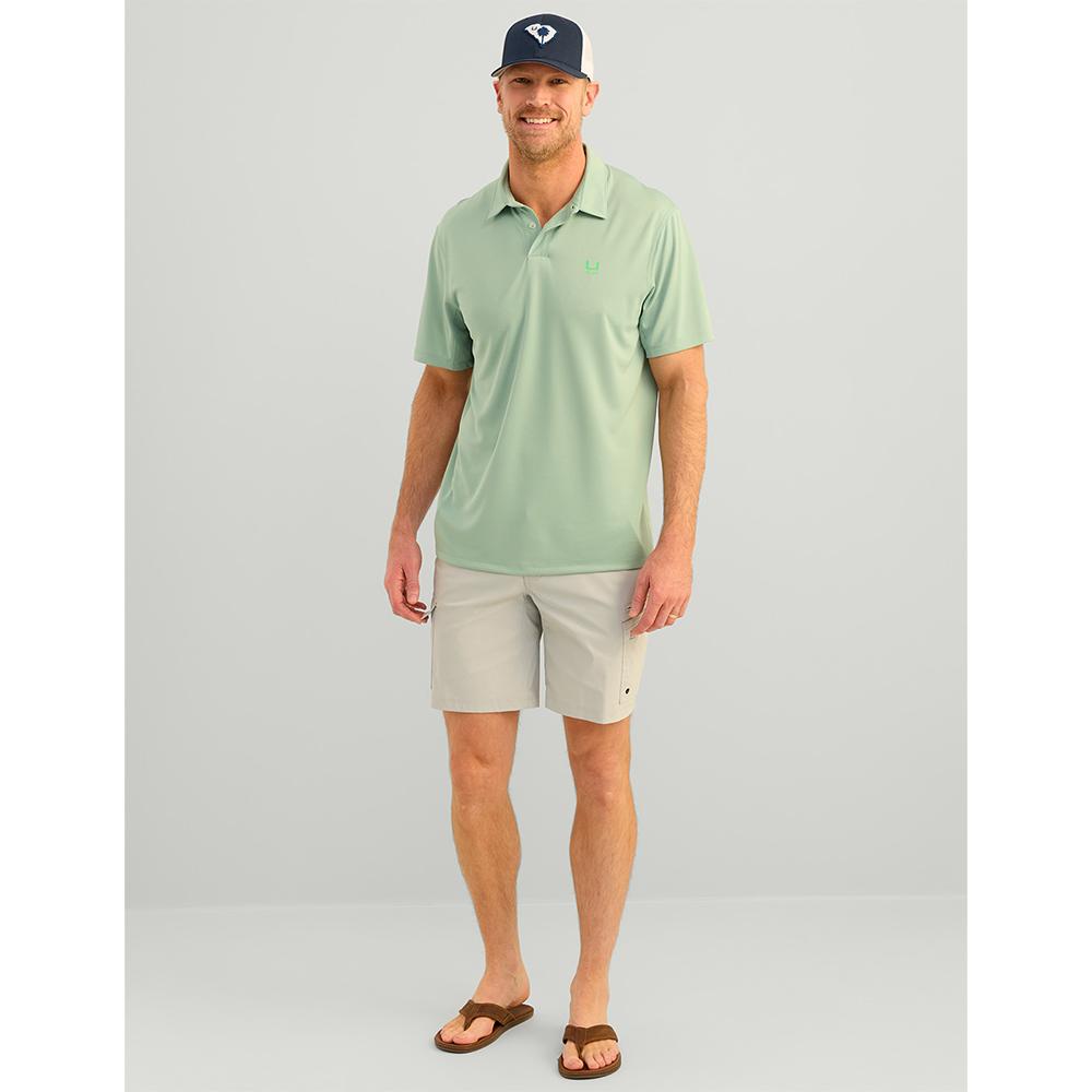 Huk Icon Polo Short Sleeve Shirt Fog Green 2XL Picture of Marolina DBA HUK HUK ICON POLO FOG GREEN SS XXL
