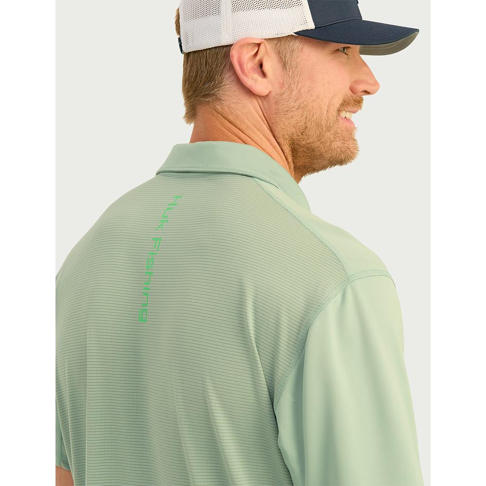 Huk Icon Polo Short Sleeve Shirt Fog Green L Picture of Marolina DBA HUK HUK ICON POLO FOG GREEN SS L