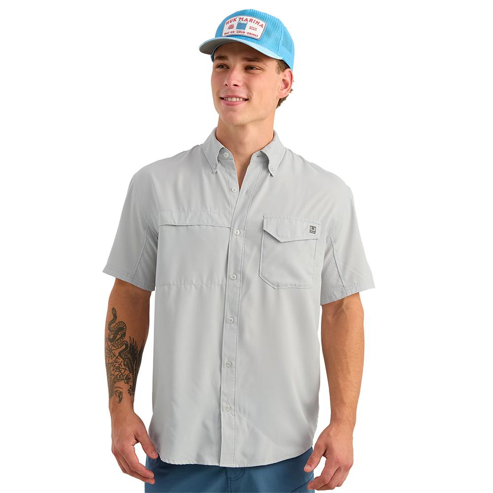 Huk Tide Point Short Sleeve Button Down Shirt Seagull XL Picture of Marolina DBA HUK TIDEPOINT SS SHIRT SEAGULL SIZE XL