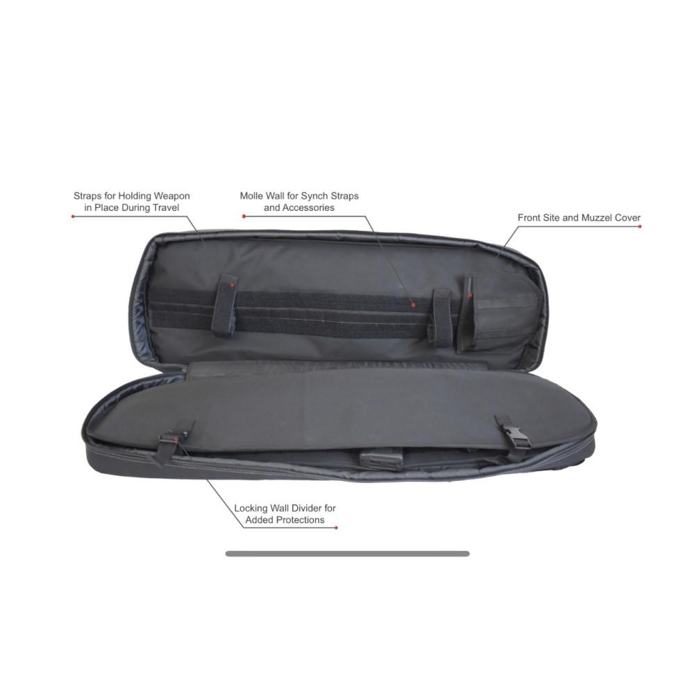 Advance Warrior Solutions Frame 36" Rifle Case with Backpack Strap Black with Grey Picture of Advance Warrior Solutions LLC FRAME 36" RIFLE BACKPACK COLOR BLACK / GREY / TSA LOCK