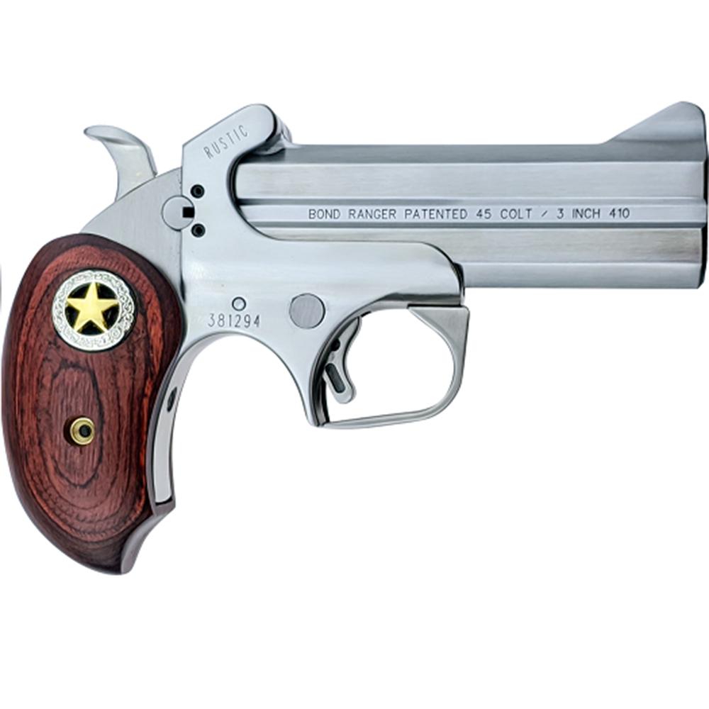 Bond Arms Rustic Ranger Handgun .45 LC/.410 2rd Capacity 4.25" Barrel Rosewood Grip with Holster Picture of Bond Arms Inc. Bond Arms Rustic Ranger 45LC/.410 4.25" Bbl Rosewood Ext Grip