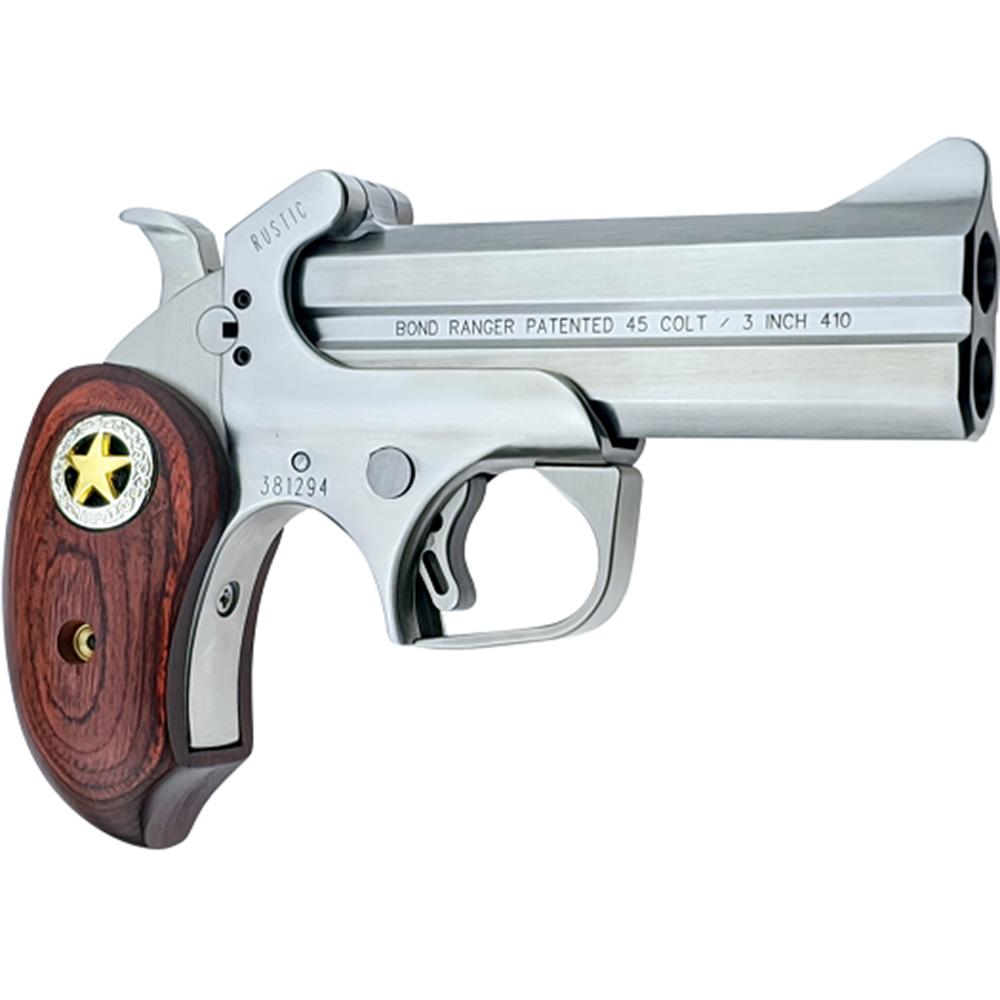 Bond Arms Rustic Ranger Handgun .45 LC/.410 2rd Capacity 4.25" Barrel Rosewood Grip with Holster Picture of Bond Arms Inc. Bond Arms Rustic Ranger 45LC/.410 4.25" Bbl Rosewood Ext Grip
