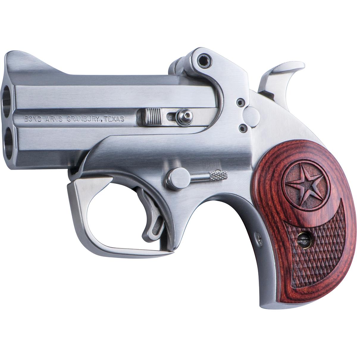 Bond Arms Texas Defender Handgun 2/rd Capacity .45LC/.410 3" Barrel Silver with Rosewood Grip Picture of Bond Arms Inc. Bond Arms TEXAS DEFENDER STS .45/.410 ROSE