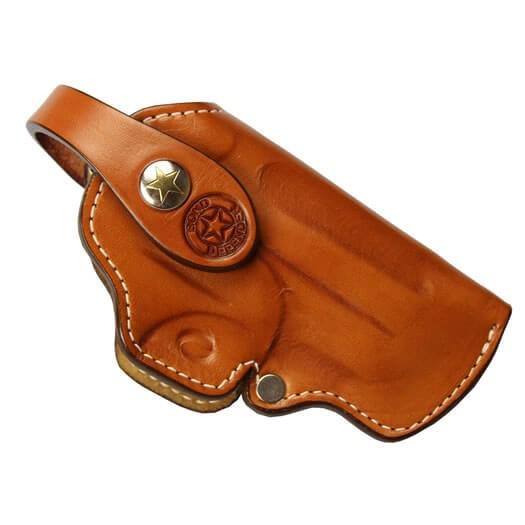 Bond Arms Premium Leather Holster RH 3.5" Tan with White Stitching Picture of Bond Arms Inc. Premium leather holster 35in brl/trigger guard RH Tan w/ White Stitching