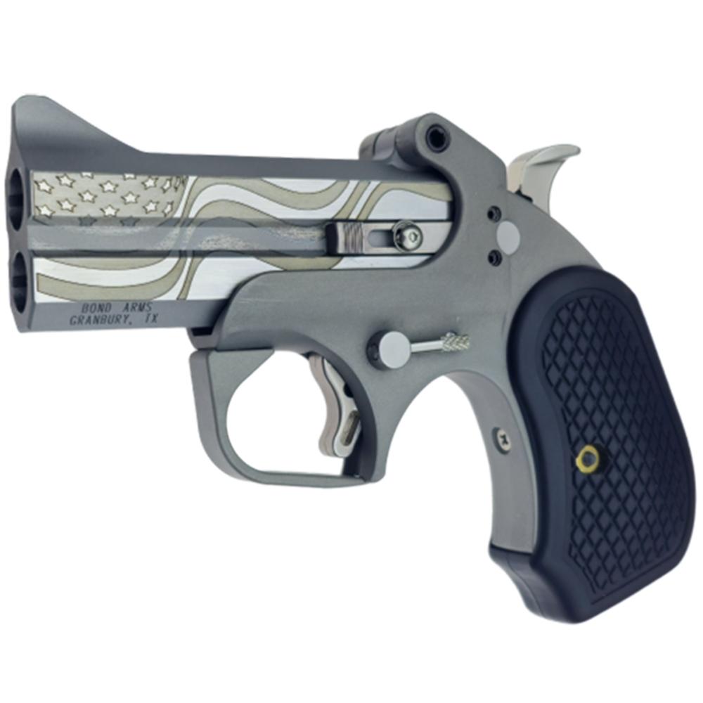 Bond Arms Rowdy XL Flag Package Handgun .45 LC/.410 2rd Capacity 3.5" Barrel with Holster Picture of Bond Arms Inc. Rowdy XL Flag Package SS frame 45/410 3.5'' brl Flag Engraving B6 grips