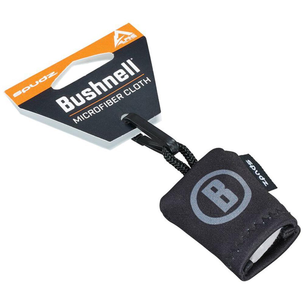Bushnell SPUDZ Black Lens Cleaning Cloth Microfiber Picture of Bushnell BUSHNELL SPUDZ Black cleaning cloth micro fiber w/ clip Hang Tag