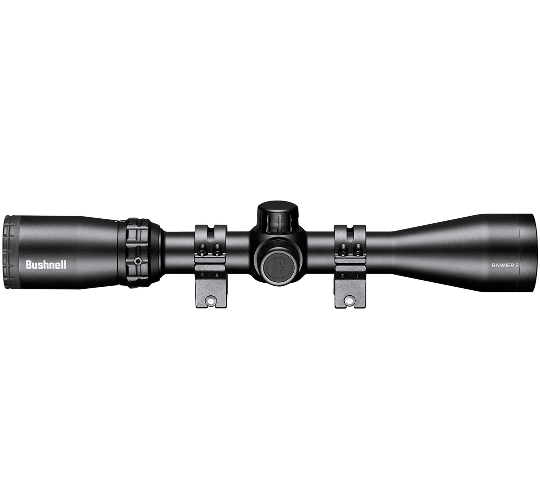Bushnell Banner 2 Rifle Scope 3-9x40 1" SFP DOA Quick Ballistic Non Illum. Black with Rings Picture of Bushnell Bushnell 3-9x40 Banner 2 Black Riflescope BDC w/rings Hang Box
