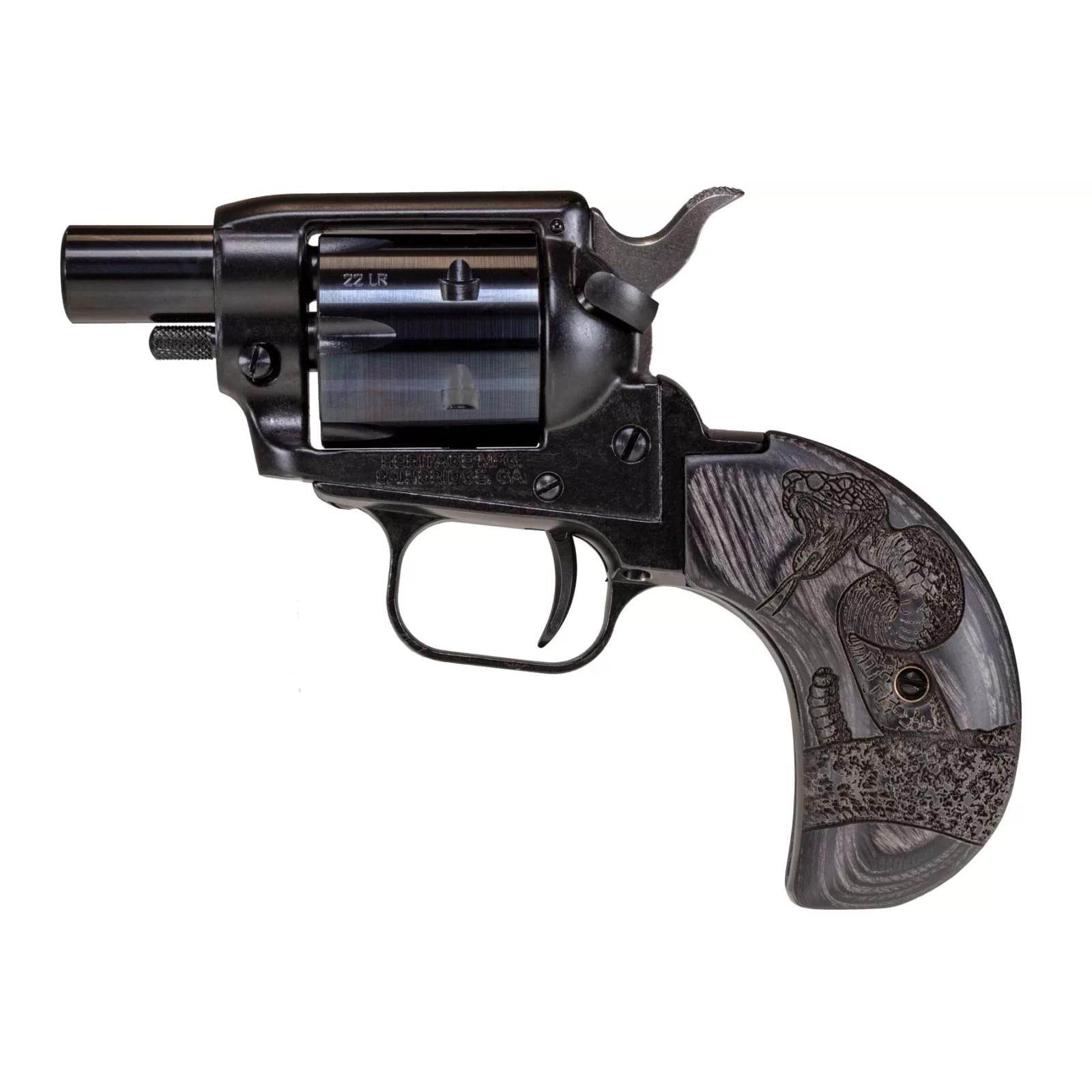 Heritage Barkeep Boot Custom Wood Burnt Snake Handgun 22 LR 6rd Magazine 1.68" Barrel Black Picture of Taurus International - Heritage HERITAGE BARKEEP BOOT 22LR BK/BK 1'' 6 RDS BH WB02 SNAKE