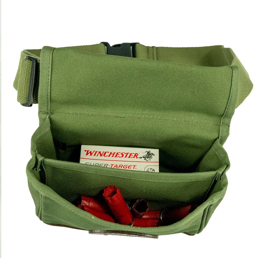 Boyt Signature Series Canvas and Leather Shell Pouch OD Green Picture of Boyt Harness Company Boyt Signature SC50 Canvas and Leather Shotgun Shell Pouch Olive Drab