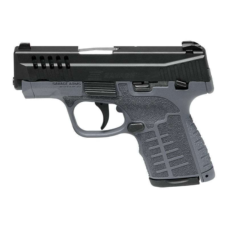 Savage Arms Stance Grey Manual Safety Handgun 9mm 7 & 8rd Magazines 3.2" Barrel Grey Picture of Savage Arms STANCE MC9MS GRY MicroComp SnglStack 7+1/8+1 AmbiMag std3-dot ManThumbSafe