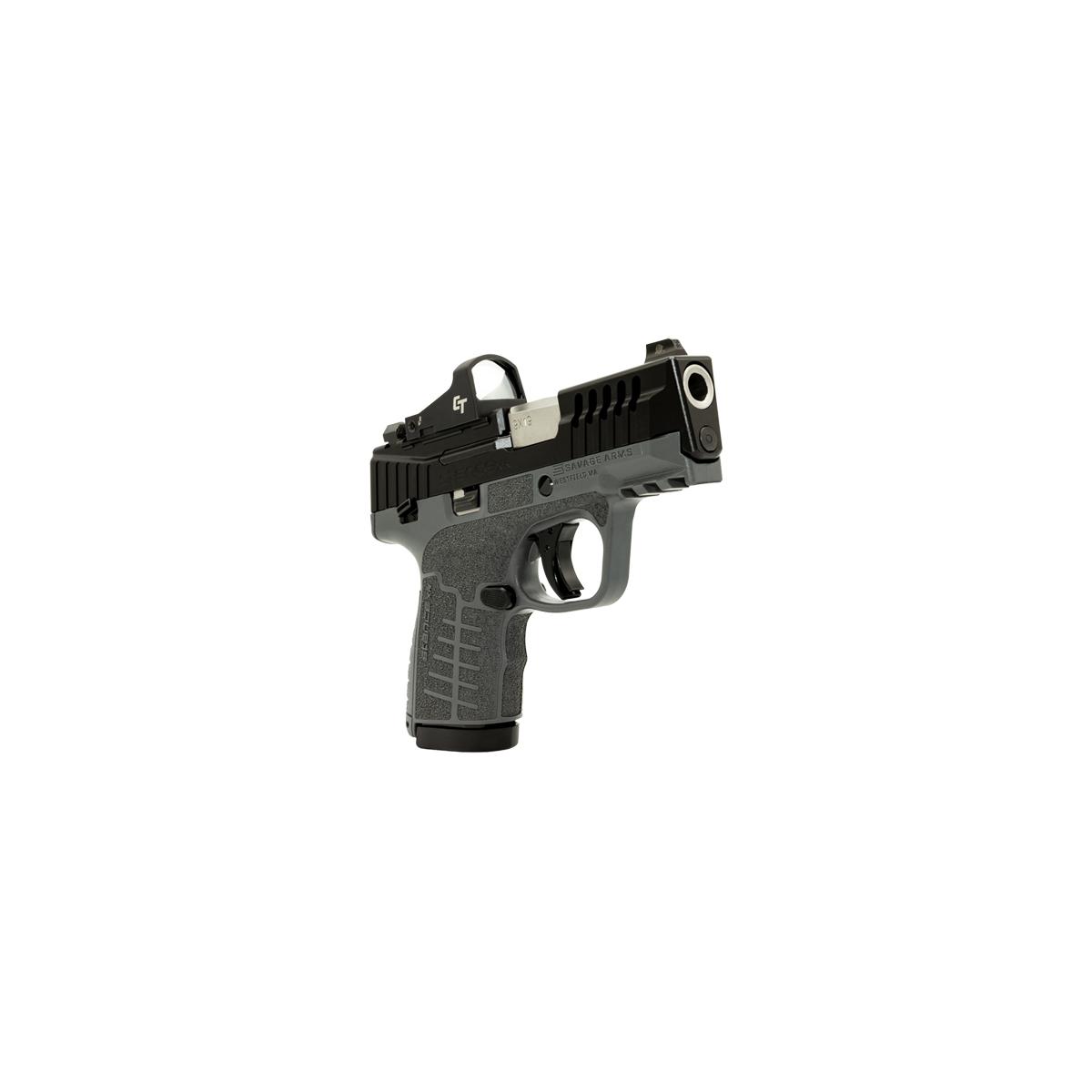 Savage Stance XR MC9MS Handgun 9mm Luger 10(1)&13(1)rd Magazines 3.2" Barrel Gray Manual Safety w/CTS-500 Red Dot Picture of Savage Arms SAVAGE STANCE XR MC9MS GRY XP SEMI AUTO 9MM 3.2" BBL 13+1 RED DOT
