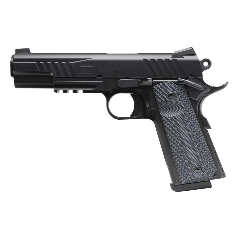 Savage 1911 Gov't Style Handgun 9mm Luger 10rd Magazine 5" Barrel Black with Rail Picture of Savage Arms SAVAGE 1911 GOV'T STYLE RAIL GUN SEMI-AUTO 9MM 10+1 BLACK MELONITE