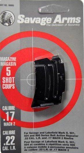 Savage Arms Mark II Series Rifle Magazine .22 LR / .17 Mach 2 Magazine 5/rd Black Picture of Savage Arms MK II SERIES 22 LR / 17 MACH 2 5 SHOT MAGAZINE BLUED