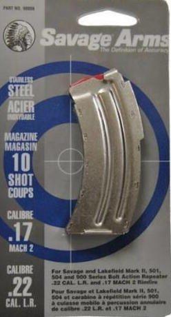 Savage Arms Mark II Series Rifle Magazine .22 LR .17 Mach 2 10/rd Silver Picture of Savage Arms MK II SERIES 22 LR / 17 MACH 2 10 SHOT MAGAZINE