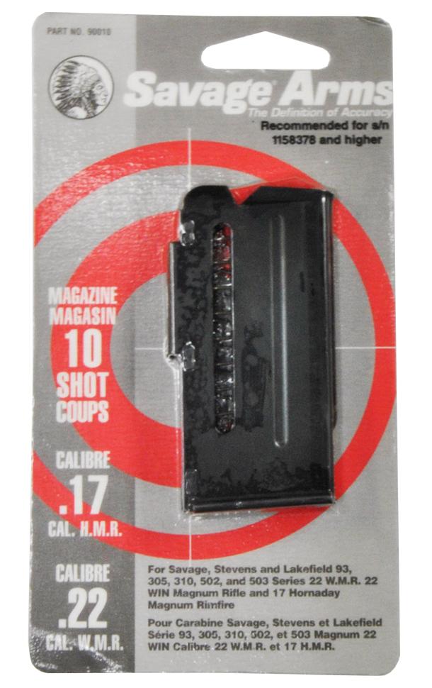 Savage Arms 93 Series Magazine .22 Mag .17 HMR 10/rd Black Picture of Savage Arms SAVAGE 10RD MAGAZINE 22WMR/17HMR BLUE