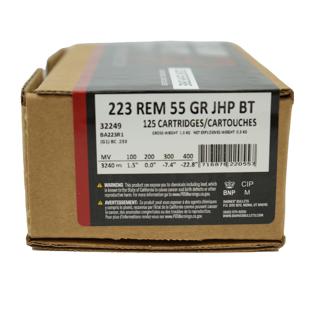 Barnes Ammunition Centerfire Rifle .223 Rem 55gr HPBT 3240 fps 125/ct (Bulk) Picture of Barnes Bullets Barnes Ammunition 223 Rem 55gr HPBT Bulk 125 Rounds