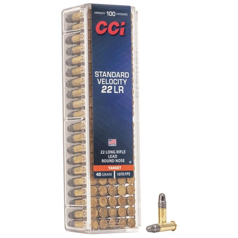 CCI Standard Velocity Rimfire Ammunition .22 LR 40 gr LRN 1070 fps 100/ct Picture of Cci CCI 22 LR STANDARD VELOCITY 40GR LRN AMMO 100RD