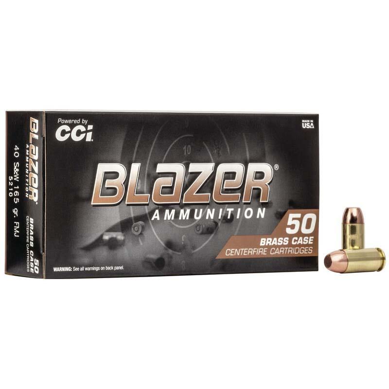 CCI Blazer Brass Handgun Ammunition .40 S&W 165 gr FMJ 1050 fps 1000/ct Case Picture of Cci BLAZER 40 S&W - BRASS 165GR FMJ AMMO 1000RD