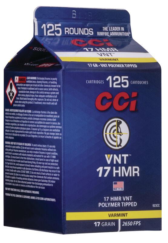 CCI Varmint Rimfire Ammunition .17 HMR 17gr VNT 2650 fps 125/ct Picture of Cci CCI 17 HMR 17GR VNT TIPPED AMMO 125CT