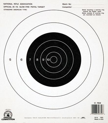 Champion Official NRA Targets B-16 25 yd.  Slow Fire 100/Pack Picture of Champion B-16 25 YD PISTOL SLW FIRE 100PK