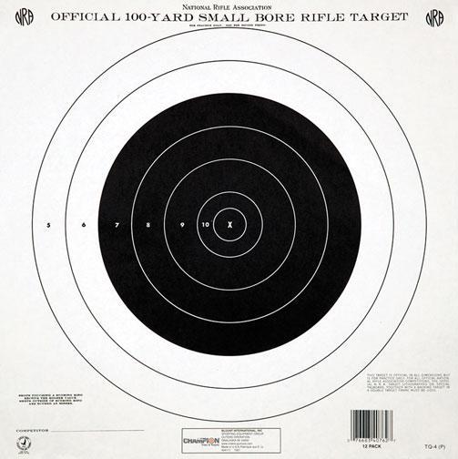 Champion Official NRA Paper Targets GTQ-4(P) 100 yd Small Bore Rifle Single Bull 12/ct Picture of Champion GTQ-4P 100YD SINGLE BULLS 12/PK