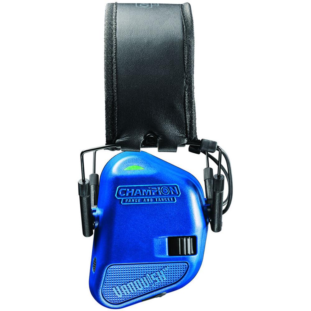 Champion Vanquish Electronic Hearing Protection Ear Muffs 21dB Blue Picture of Champion HEADPHONE ELECTRONIC NANOSLIM TEAL