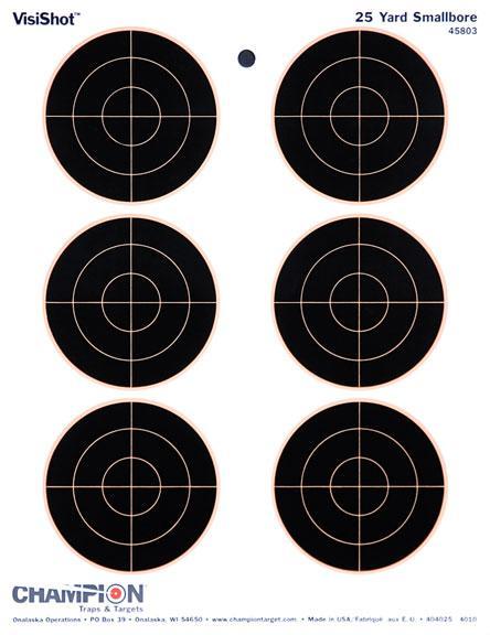 Champion VisiShot Targets 3" Bull's Eye Targets - 8.5" X 11" 10/Pack Picture of Champion VISISHOT TARGET 25YD 6-3" BULLSEYE