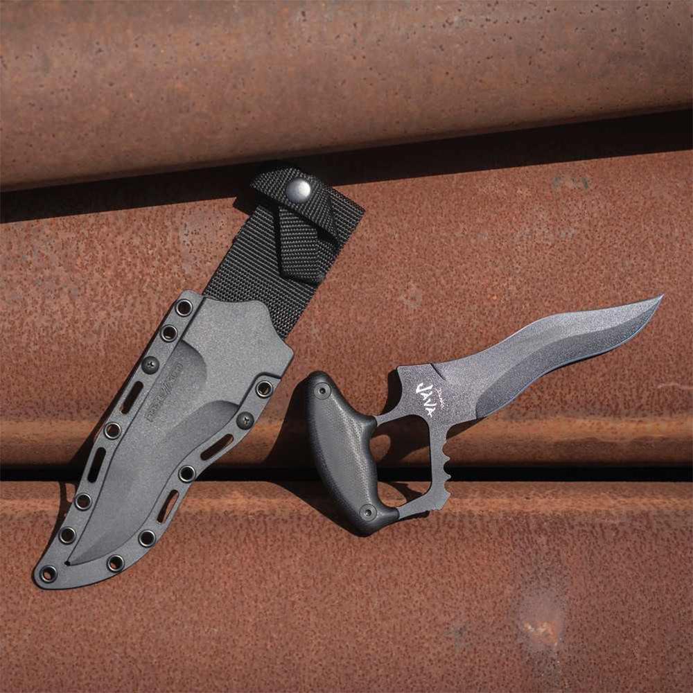 Cold Steel Demko Java Push Dagger 6" Kriss Dagger Blade Black Picture of Cold Steel COLD STEEL DEMKO KRISS PUSH DAGGER 6" BLADE SK-5 STEEL MICARTA HANDLE