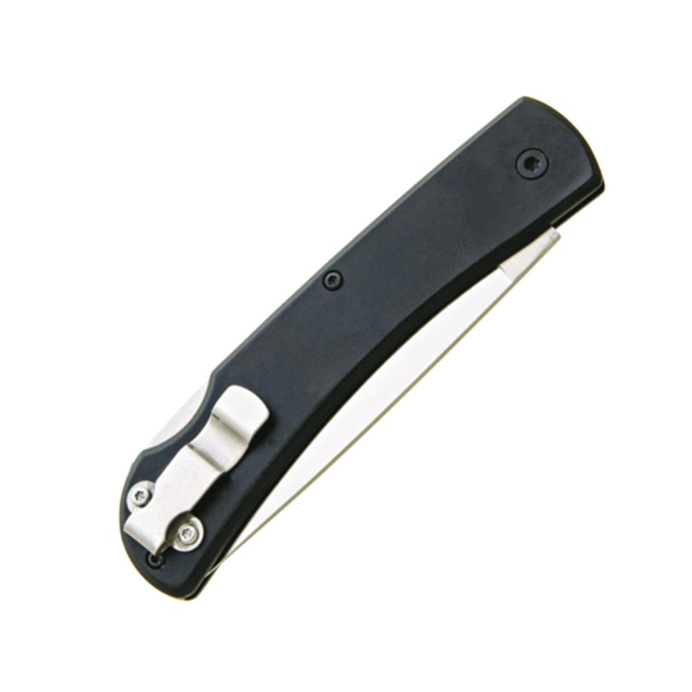 Bear & Son Large Locking Farmhand Folding Knife 3-5/8" Drop Point Blade Black with Clip Picture of Bear & Son Cutlery BEAR & SON 4 5/8'' BLACK ALUMINUM LARGE LOCKING FARMHAND W/CLIP