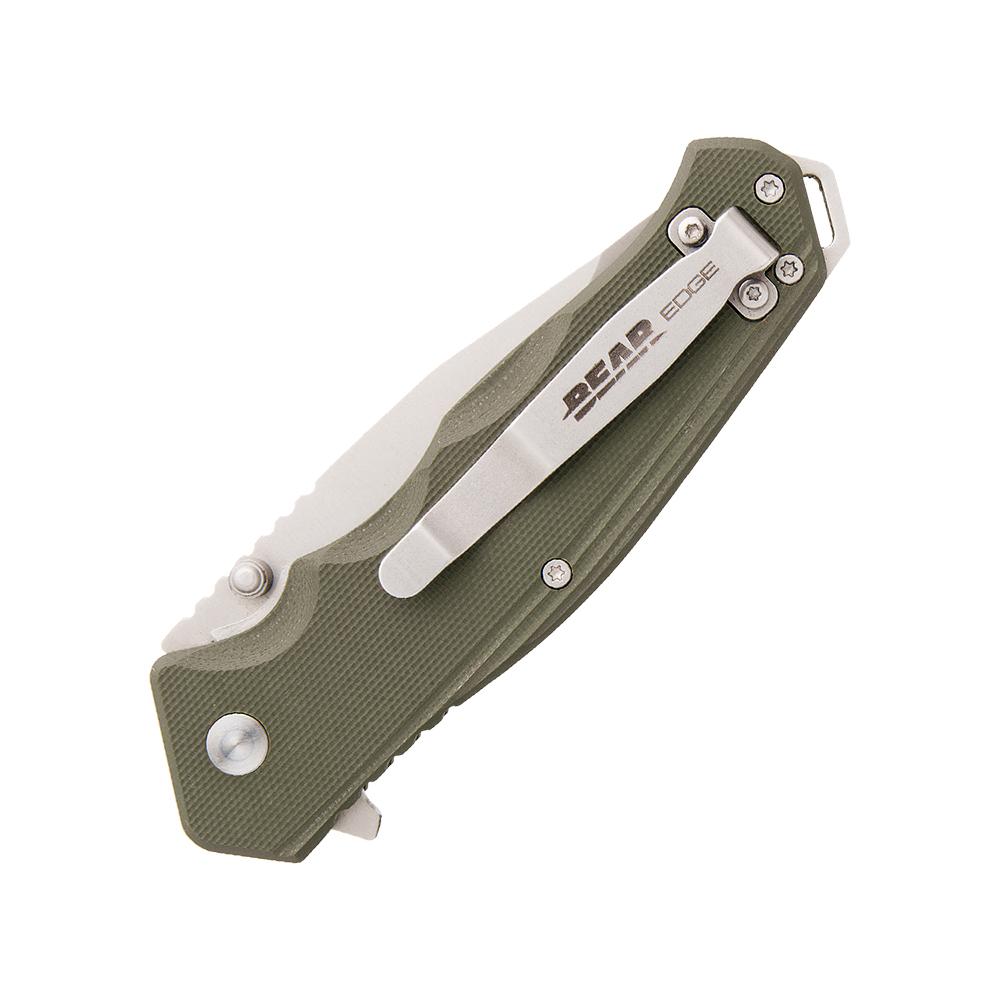 Bear & Son G10 Sideliner Folding Knife 3-3/8" Drop Point Blade OD Green with Trigger Boxed Picture of Bear & Son Cutlery BEAR & SON 4 1/2'' OD GREEN G10 SIDELINER W/TRIGGER & BALL BEARING WASHERS