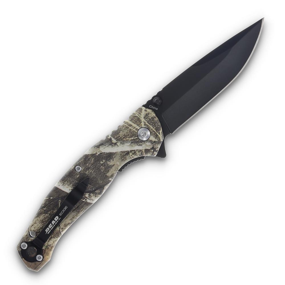 Bear & Son Edge Brisk 2.0 Folding Knife & Sharpener Combo Drop Point Blade Brown Camo Picture of Bear & Son Cutlery Bear & Son Brisk 2.0 / Sharpener Combo Brown Camo