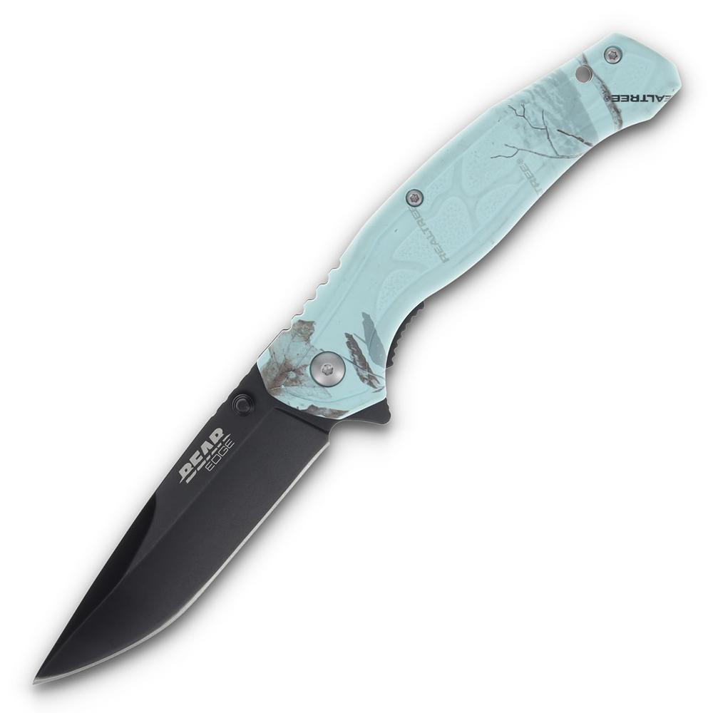 Bear & Son Edge Brisk 2.0 Folding Knife & Sharpener Combo Drop Point Blade Teal Camo Picture of Bear & Son Cutlery Bear & Son Brisk 2.0 / Sharpener Combo Teal Camo