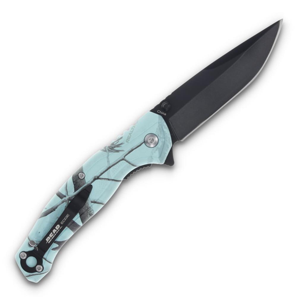 Bear & Son Edge Brisk 2.0 Folding Knife & Sharpener Combo Drop Point Blade Teal Camo Picture of Bear & Son Cutlery Bear & Son Brisk 2.0 / Sharpener Combo Teal Camo