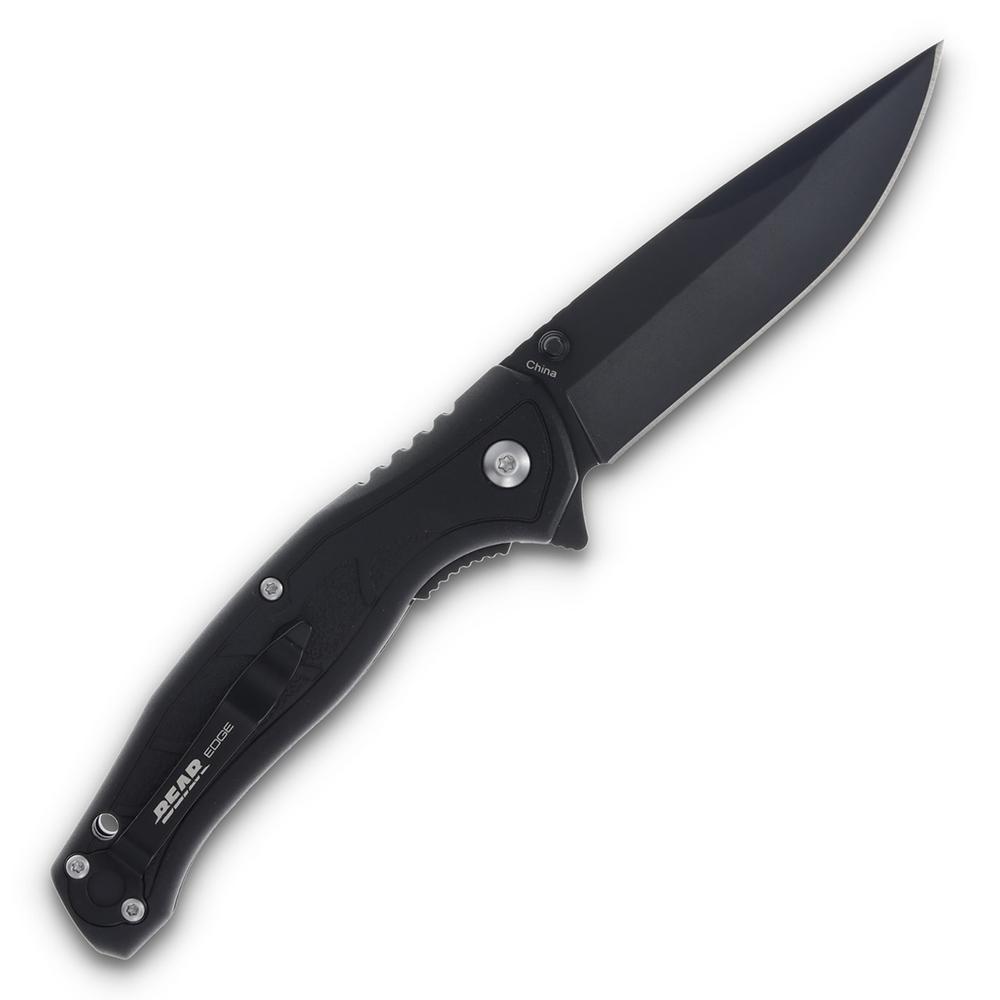 Bear & Son Edge Brisk 2.0 Folding Knife & Sharpener Combo Drop Point Blade Black Picture of Bear & Son Cutlery Bear & Son Brisk 2.0 / Sharpener Combo Black