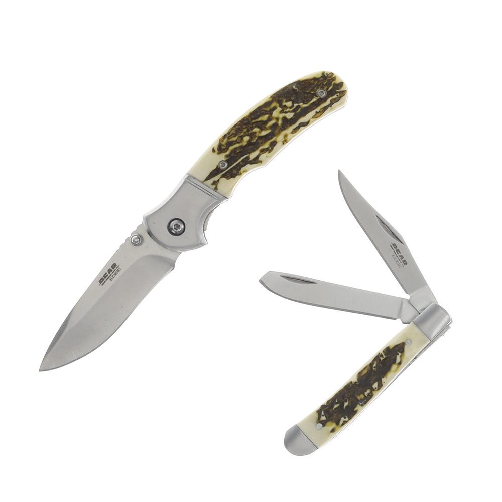 Bear & Son Edge Folding Knife Set Picture of Bear & Son Cutlery BEAR & SON 2 PIECE STAG DERLIN TIN SET