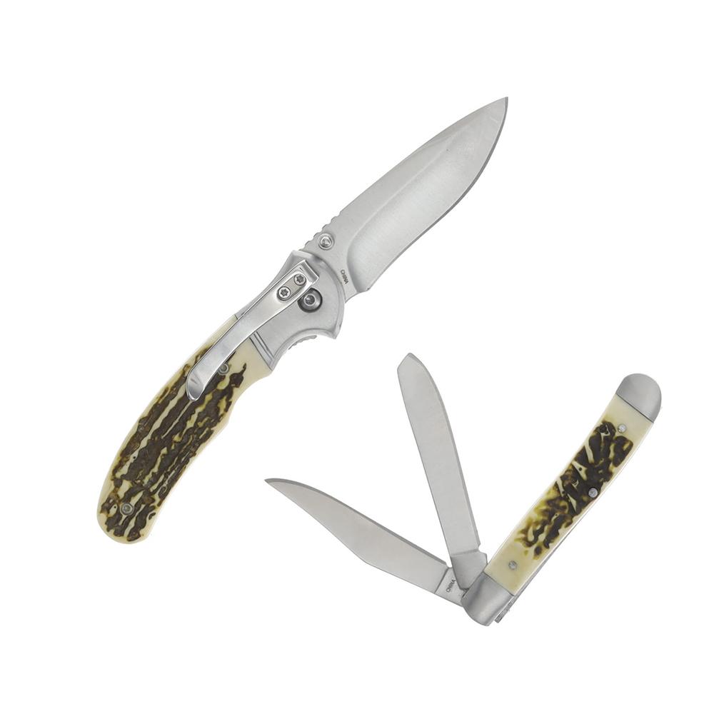 Bear & Son Edge Folding Knife Set Picture of Bear & Son Cutlery BEAR & SON 2 PIECE STAG DERLIN TIN SET