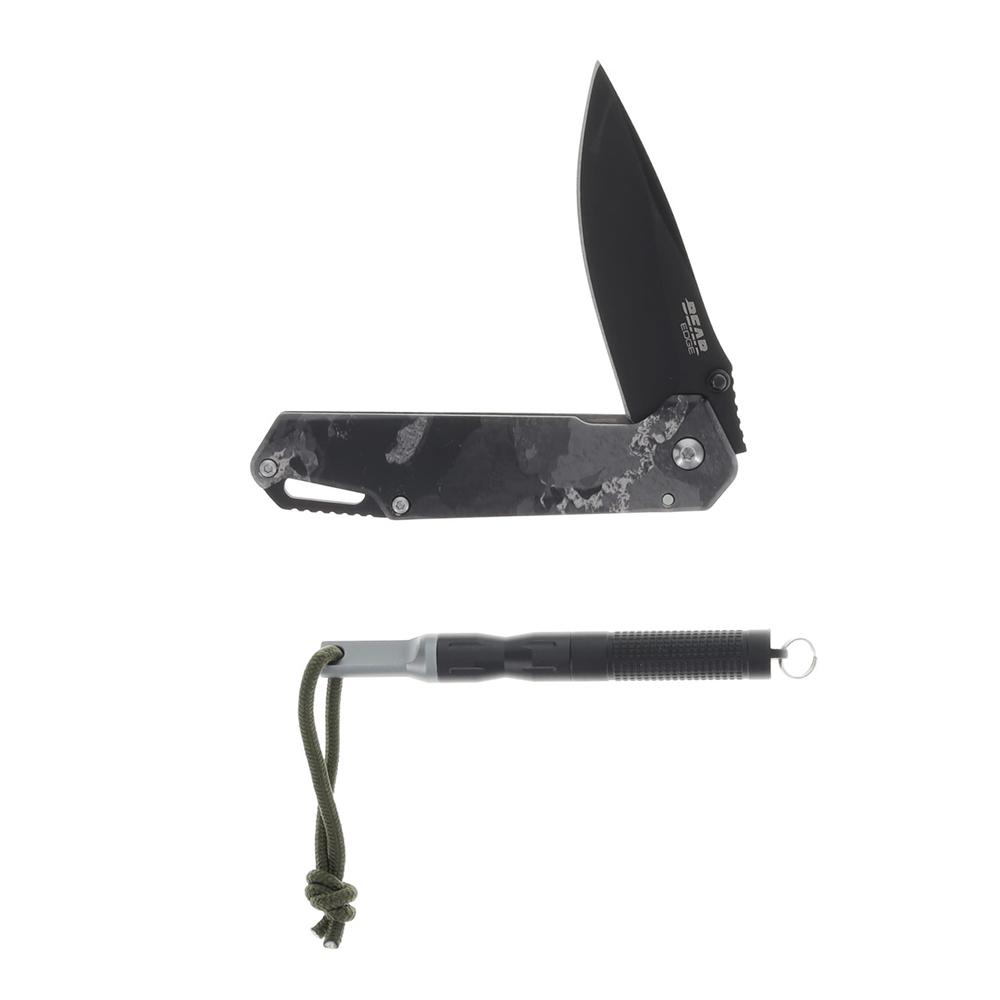 Bear & Son Edge Folding Knife 3-1/2" Drop Point Blade Truetimber Midnight Camo Picture of Bear & Son Cutlery BEAR & SON FRAME LOCK FOLDER W WATERPROOF FIRESTARTER BLK/GRY