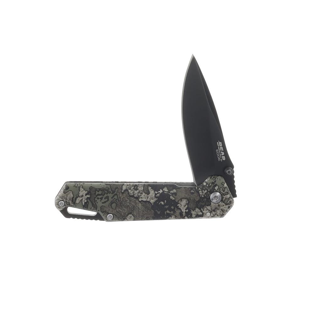 Bear & Son Edge Folding Knife 3" Drop Point Blade Truetimber Strata Picture of Bear & Son Cutlery BEAR & SON FRAME LOCK FOLDER W WATERPROOF FIRESTARTER TAN
