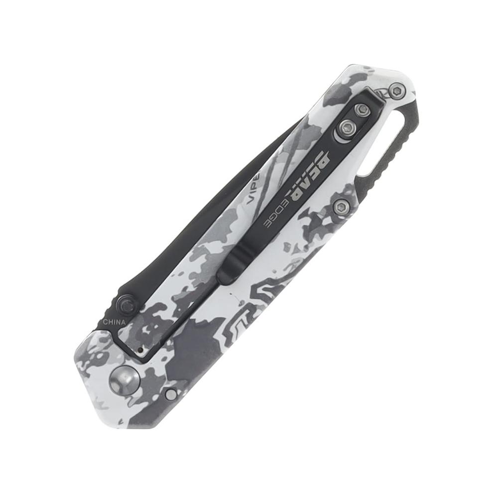 Bear & Son Edge Folding Knife 3" Drop Point Blade Truetimber White Viper Picture of Bear & Son Cutlery BEAR & SON FRAME LOCK FOLDER W WATERPROOF FIRESTARTER WHITE