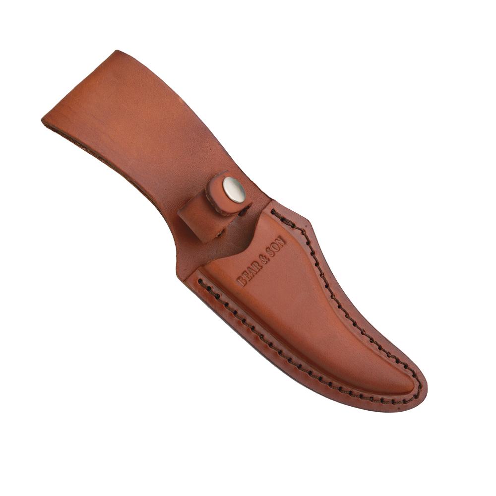Bear & Son Upswept Skinner Fixed Knife 3-1/8" Clip Point Blade Stag Delrin with Leather Sheath Picture of Bear & Son Cutlery Bear & Son 7 1/4'' STAG DELRIN UPSWEPT SKINNER WITH LEATHER SHEATH