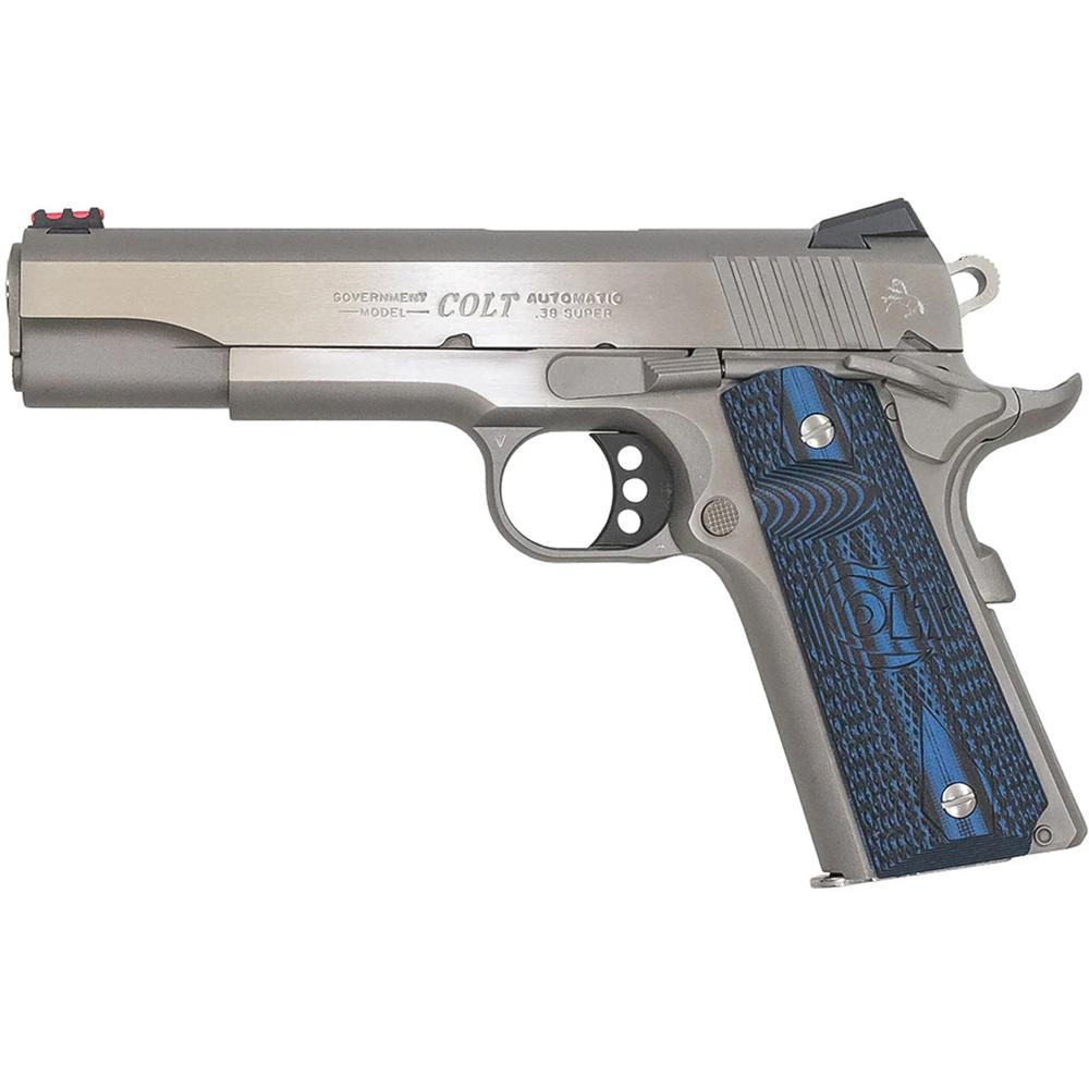 Colt 1911 Competition Handgun .38 Super 9rd Magazine 5" Barrel Stainless with Blue Grip Picture of Colt Manufacturing COLT COMPETITION PISTOL 38 SUPER 5'' BRL BLUED