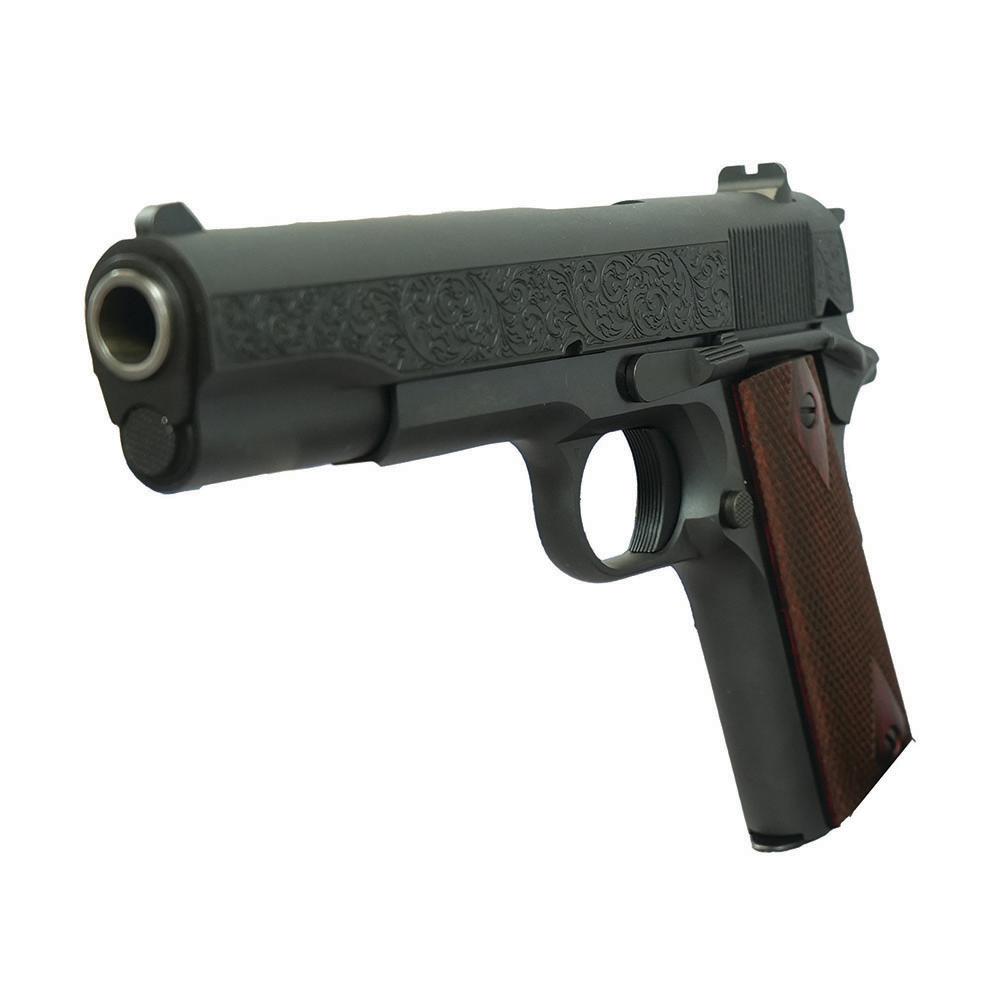 Colt 1911 Gov't Model Handgun .45 ACP 7rd Magazine 5" Barrel Black with Filigree Frame and Barrel Picture of Colt Manufacturing Gov't Model .45 ACP 5in Brl Blued Filigree Frame & Barrel