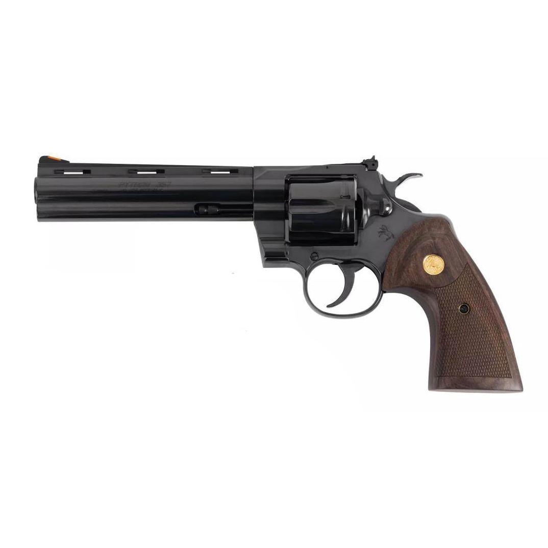 Colt Python Blued Handgun .357 Mag 6rd Capacity 6" Barrel Walnut Target Grips Picture of Colt Manufacturing Colt Python 6" Blued 357Mag Walnut Target Stock
