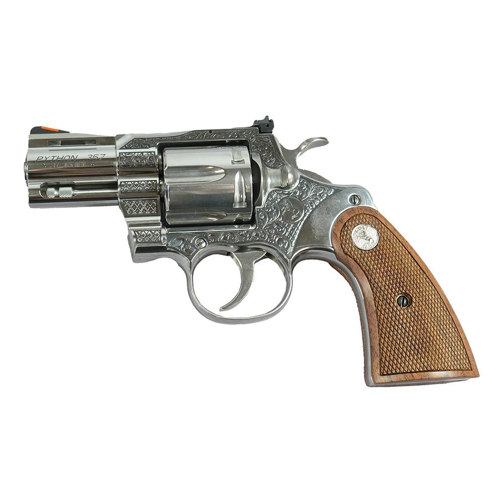 Colt Python Handgun .357 Mag 6rd Capacity 2.5" Barrel Historic Wood Medallion Grips with Filigree Frame and Barrel Picture of Colt Manufacturing Colt Python .357 - 2.5in Historic Wood Medallion Grips Filigree Frame&Barr