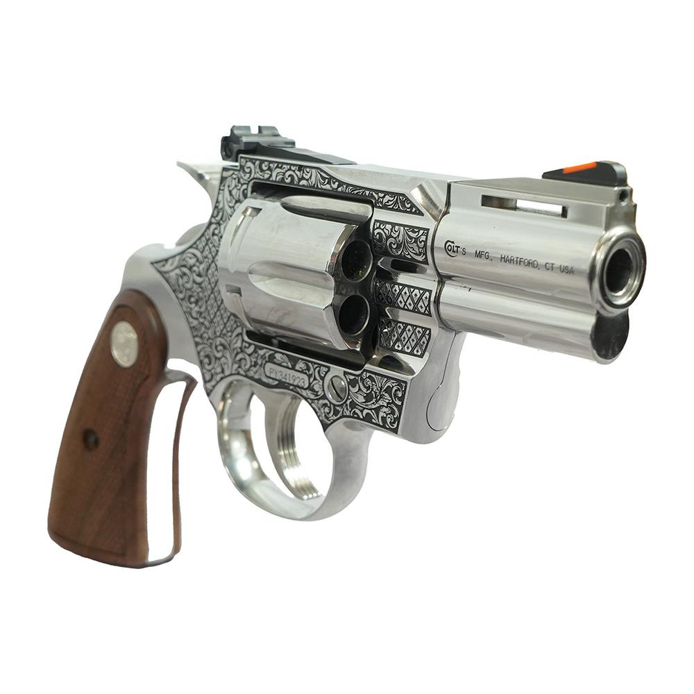 Colt Python Handgun .357 Mag 6rd Capacity 2.5" Barrel Historic Wood Medallion Grips with Filigree Frame and Barrel Picture of Colt Manufacturing Colt Python .357 - 2.5in Historic Wood Medallion Grips Filigree Frame&Barr